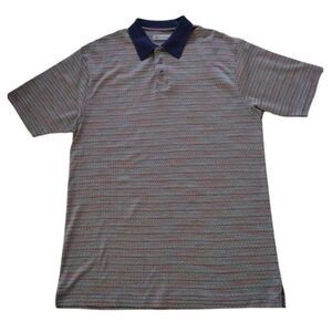 R&R Casuals Polo Shirt Men‎ L Multicolor Geometric Casual Travel Short Sleeves